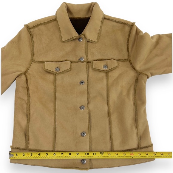 Saks Fifth Avenue Jacket Tan Faux Suede Real Clothes - Picture 11 of 13